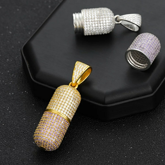 Bling Pill Capsule Pendant & Necklace - Picture 3 of 3